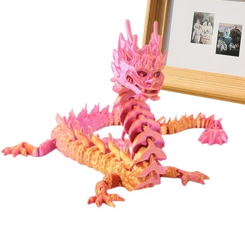 BUKISA Drachen-Fidget-Spielzeug, 3D-gedrucktes Spielzeug - 13 Zoll Crystal Dragon 3D-Druckspielzeug | Osterkörbchenfüller, Drachenfigur, Flexibles Schreibtischspielzeug für die Osterparty von BUKISA