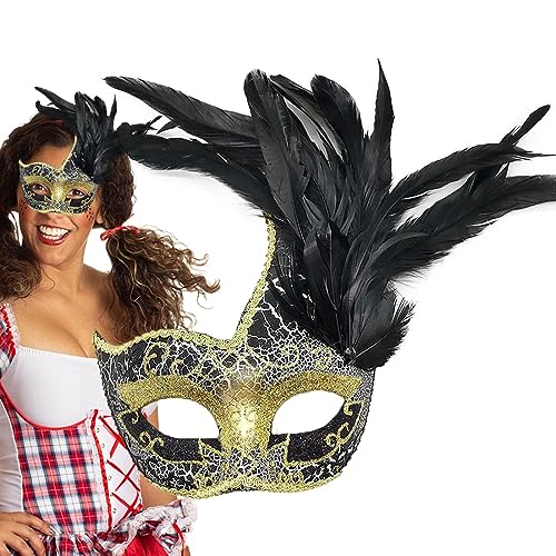 BUKISA Feder-Maskerade-Gesichtsbedeckung | Halloween Gesichtsbedeckung | Wiederverwendbare tragbare Karnevals-Halloween-Party-Gesichtsabdeckung für Karneval von BUKISA
