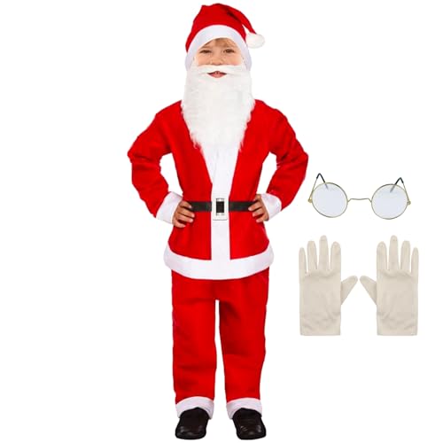 BUKISA Kinder-Weihnachtsmann-Anzug – Kleinkind-Weihnachtsmann-Kostüm – Kinder-Weihnachtsmann-Kostüm-Set, Cosplay-Weihnachtsmann-Anzug für Jungen im Alter von 4–12 Jahren von BUKISA