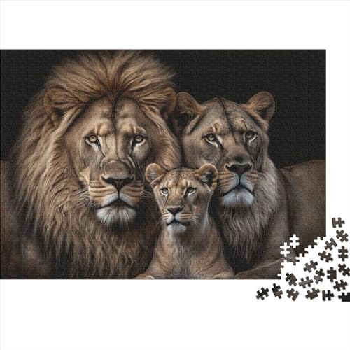 Löwenfamilie mit Jungen 1000teiliges Puzzle für Erwachsene 1000teiliges Puzzle für Erwachsene Lernspiele 1000 Teile (75 x 50 cm) von BUKISA