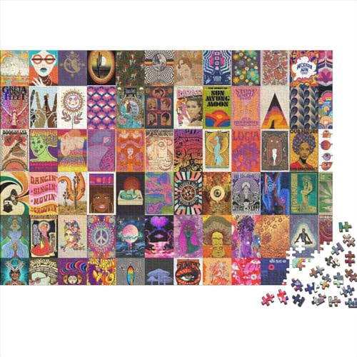 Psychedelische RetroPuzzles 300 Teile für Erwachsene Puzzles für Erwachsene 300 Teile Lernspiele 300 Teile (40 x 28 cm) von BUKISA
