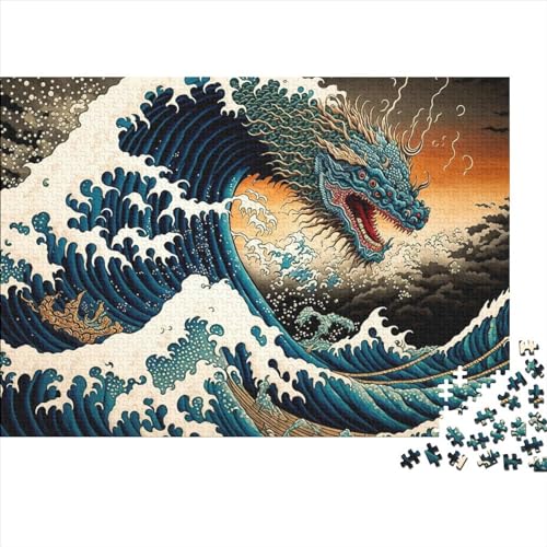 Puzzles für Erwachsene 1000 Teile Dragon Off Kanagawa Puzzle für Erwachsene WoodinessRätsel Denksportaufgaben für Erwachsene 1000 Teile (75 x 50 cm) von BUKISA