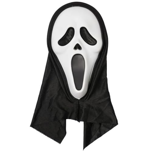 BUKYCAT Ghostface Maske, Cosplay Geister Maskes, Gruseliges Geistergesicht Scream Maske, Schrei Maskes, Halloween Kostümzubehör für Halloween Fasching Party von BUKYCAT