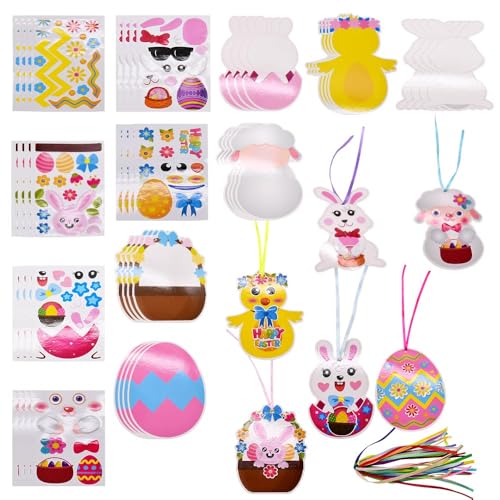 72 Stück Ostern Basteln kinder,Bastelset Ostern Kinder,Osterdeko Anhänger Bastelset DIY Ostereier Aufkleber Ostern Kaninchen Basteln Aufkleber Set Kreativ Handwerk Ostergeschenke für Kinder Easter 72 Stück Ostern Basteln kinder,Bastelset Ostern Kinder,Osterdeko Anhänger Bastelset DIY Ostereier Aufkleber Ostern Kaninchen Basteln Aufkleber Set Kreativ Handwerk Ostergeschenke für Kinder Easter von BULKEE