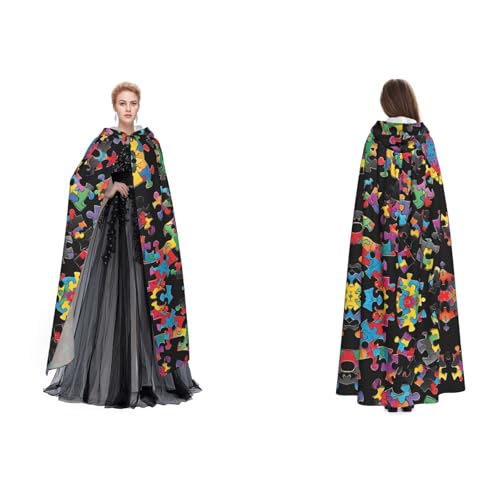 BULQAPZDF Autismus-Bewusstseins-Puzzleteile, Herz-Umhang mit Kapuze, Samt-Umhang für Erwachsene, Männer und Frauen, Hexe, Vampir, Teufelskostüm, Cosplay und Verkleidung BULQAPZDF Autismus-Bewusstseins-Puzzleteile, Herz-Umhang mit Kapuze, Samt-Umhang für Erwachsene, Männer und Frauen, Hexe, Vampir, Teufelskostüm, Cosplay und Verkleidung von BULQAPZDF