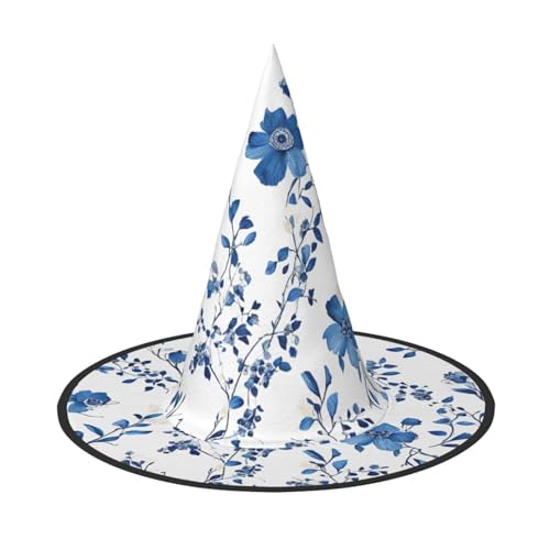 BULQAPZDF Blaue Blume Blumenmuster Rosen Halloween Hexerhut Halloween Hexer Party Kostüm Zubehör BULQAPZDF Blaue Blume Blumenmuster Rosen Halloween Hexerhut Halloween Hexer Party Kostüm Zubehör von BULQAPZDF