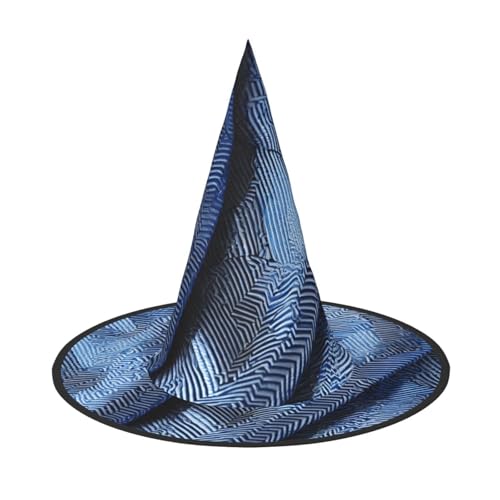 BULQAPZDF Blauer Denim-Hexerhut mit Farbverlauf, Halloween-Hexerparty, Kostümzubehör von BULQAPZDF