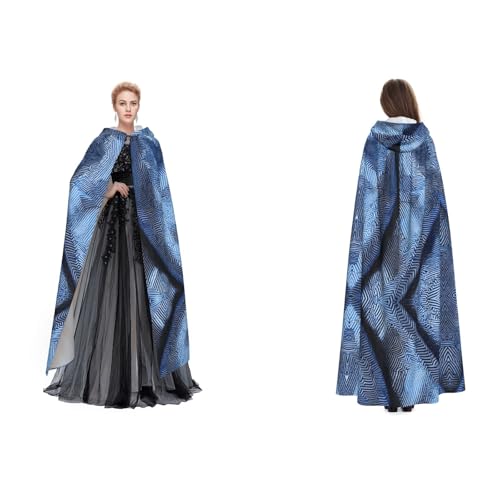 BULQAPZDF Blauer Denim-Umhang mit Kapuze, Samt-Umhang für Erwachsene, Herren und Damen, Hexe, Vampir, Teufelskostüm, Cosplay und Verkleidung von BULQAPZDF