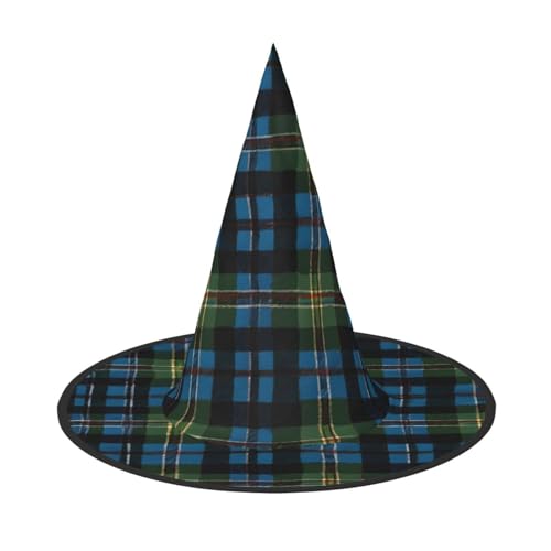 BULQAPZDF Blauer und grüner schottischer Schottenkaro-Halloween-Hexerhut, Halloween-Hexerparty, Kostümzubehör BULQAPZDF Blauer und grüner schottischer Schottenkaro-Halloween-Hexerhut, Halloween-Hexerparty, Kostümzubehör von BULQAPZDF