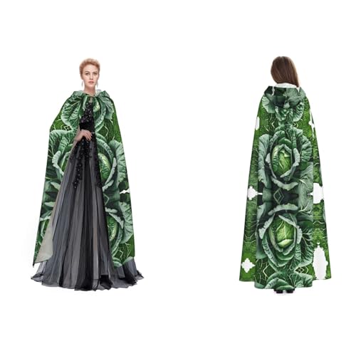 BULQAPZDF Bright Cabbage Full Length Hooded Velvet Cloak For Adult Men And Women - Witch Vampir Devil Costume - Cosplay And Fancy Dress von BULQAPZDF