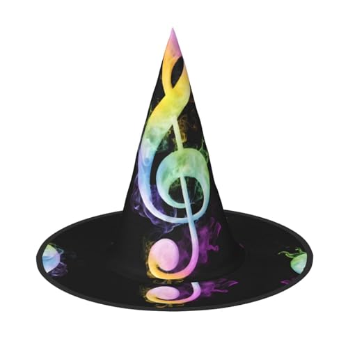 BULQAPZDF Bunte Musiknoten, Halloween-Hexerhut, Halloween-Hexerparty, Kostümzubehör von BULQAPZDF