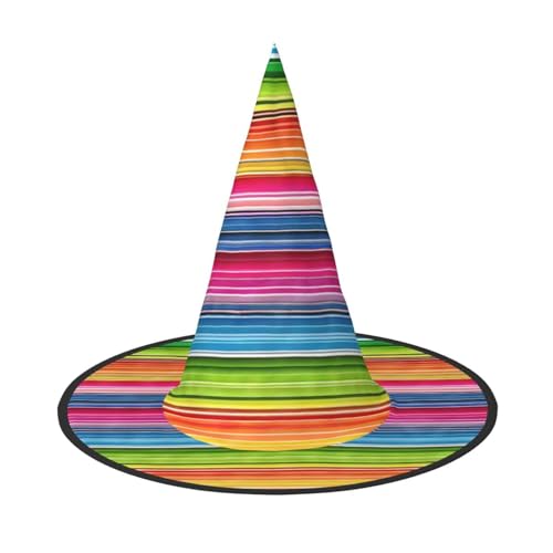 BULQAPZDF Bunte mexikanische Streifen, Halloween-Hexerhut, Halloween-Hexerparty, Kostümzubehör BULQAPZDF Bunte mexikanische Streifen, Halloween-Hexerhut, Halloween-Hexerparty, Kostümzubehör von BULQAPZDF