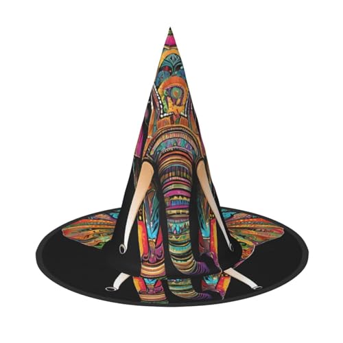 BULQAPZDF Bunter Elefanten-Hexerhut, Halloween-Hexerhut, Party-Kostüm-Zubehör von BULQAPZDF