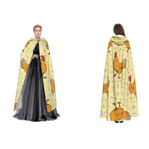 BULQAPZDF Chicken Chick Full Length Hooded Velvet Cloak For Adult Men And Women - Witch Vampir Devil Costume - Cosplay And Fancy Dress von BULQAPZDF