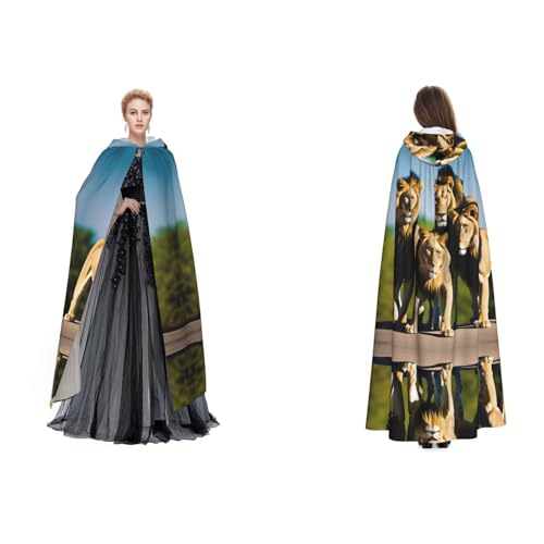 BULQAPZDF Eine Packung Löwen Voll-Länge Kapuzenumhang aus Samt für Erwachsene Männer und Frauen – Hexe, Vampir, Teufelskostüm – Cosplay und Verkleidung von BULQAPZDF