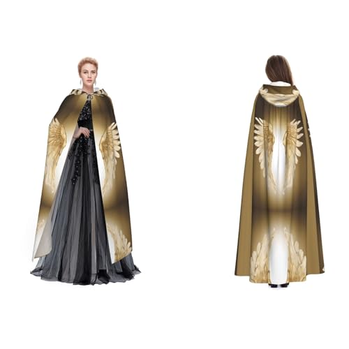 BULQAPZDF Engelsflügel-Umhang mit Kapuze, Samt, für Erwachsene, Herren, Damen, Hexe, Vampir, Teufelskostüm, Cosplay und Verkleidung von BULQAPZDF