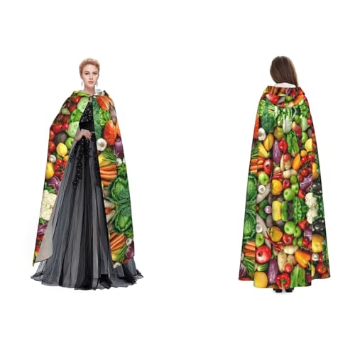 BULQAPZDF Frisches Obst und Gemüse, Samt-Umhang mit Kapuze, für Erwachsene, Männer und Frauen, Hexe, Vampir, Teufelskostüm, Cosplay und Verkleidung von BULQAPZDF