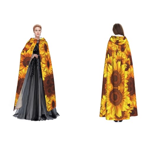 BULQAPZDF Gelber Sonnenblumen-Umhang mit Kapuze, Samt-Umhang für Erwachsene, Herren und Damen, Hexe, Vampir, Teufelskostüm, Cosplay und Verkleidung BULQAPZDF Gelber Sonnenblumen-Umhang mit Kapuze, Samt-Umhang für Erwachsene, Herren und Damen, Hexe, Vampir, Teufelskostüm, Cosplay und Verkleidung von BULQAPZDF
