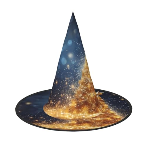 BULQAPZDF Goldener Glitzer Weihnachtsbaum Halloween Hexer Hut Halloween Hexer Party Kostüm Zubehör BULQAPZDF Goldener Glitzer Weihnachtsbaum Halloween Hexer Hut Halloween Hexer Party Kostüm Zubehör von BULQAPZDF