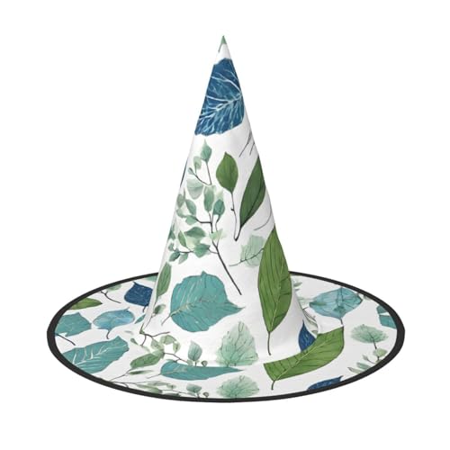 BULQAPZDF Grüne Eukalyptusblätter Halloween Hexerhut Halloween Hexerparty Kostüm Zubehör von BULQAPZDF