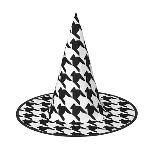 BULQAPZDF Hahnentritt Schwarz Halloween Hexerhut Halloween Hexer Party Kostüm Zubehör von BULQAPZDF