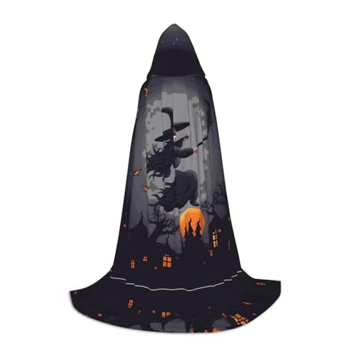 BULQAPZDF Halloween-Hexen-Aufdruck, Kapuzenumhang für Teenager, perfekt für modisches und bequemes Tragen von BULQAPZDF