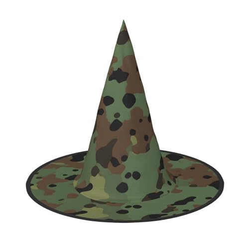 BULQAPZDF Halloween-Hexerhut mit Camouflage-Muster, Halloween-Hexerparty, Kostümzubehör von BULQAPZDF
