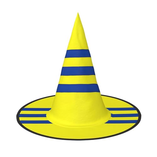 BULQAPZDF Halloween Hexerhut mit gelben und blauen Streifen, Halloween-Hexerparty, Kostümzubehör BULQAPZDF Halloween Hexerhut mit gelben und blauen Streifen, Halloween-Hexerparty, Kostümzubehör von BULQAPZDF