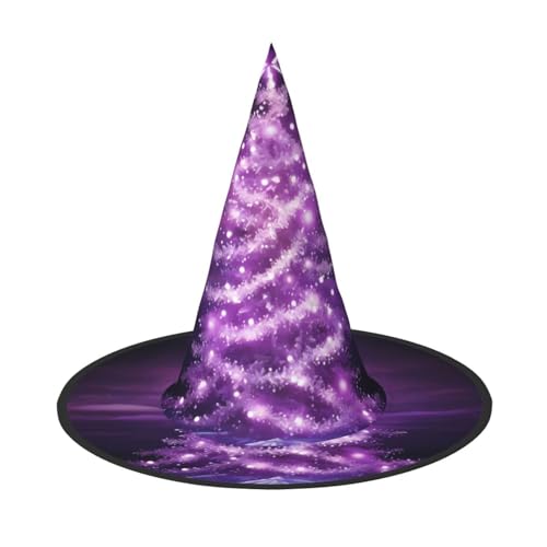 BULQAPZDF Halloween Hexerhut mit violettem Weihnachtsbaum, Halloween-Hexerparty, Kostümzubehör von BULQAPZDF