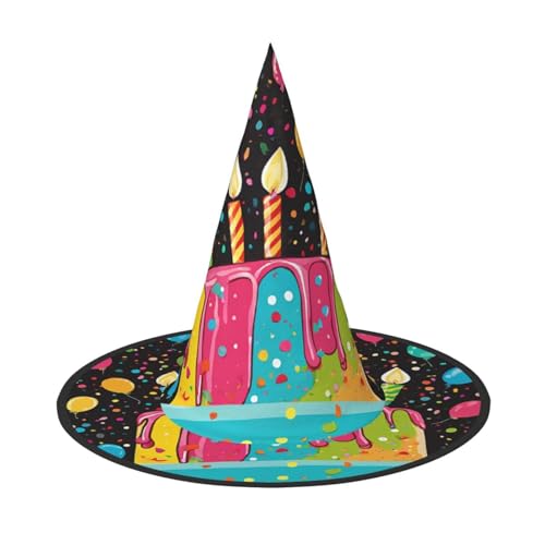 BULQAPZDF Happy Birthday Big Cake Halloween Hexer Hut Halloween Hexer Party Kostüm Zubehör von BULQAPZDF