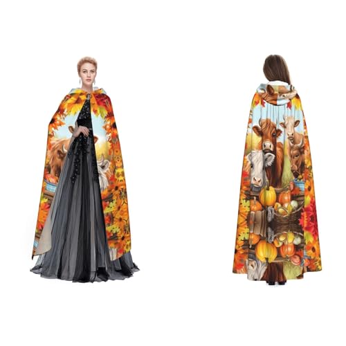BULQAPZDF Highland Cow Full Length Hooded Velvet Cloak For Adult Men And Women - Witch Vampir Devil Costume - Cosplay And Fancy Dress BULQAPZDF Highland Cow Full Length Hooded Velvet Cloak For Adult Men And Women - Witch Vampir Devil Costume - Cosplay And Fancy Dress von BULQAPZDF