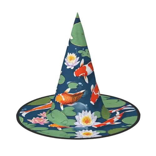 BULQAPZDF Japanischer hübscher Koi-Fisch, Halloween-Hexerhut, Halloween-Hexer-Party, Kostümzubehör von BULQAPZDF