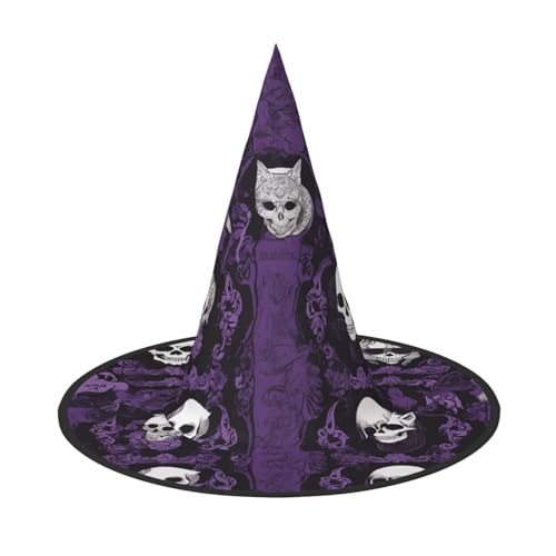 BULQAPZDF Lila Schwarz Goth Gruseliger Halloween Hexerhut Halloween Hexer Party Kostüm Zubehör von BULQAPZDF