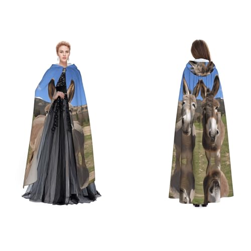 BULQAPZDF Lustige Esel Voll-Länge Kapuzenumhang aus Samt für Erwachsene Männer und Frauen - Hexe Vampir Teufel Kostüm - Cosplay und Verkleidung von BULQAPZDF