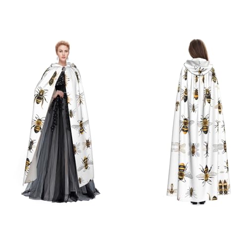 BULQAPZDF Lustiger Bienen-Umhang mit Kapuze, Samt-Umhang für Erwachsene, Herren und Damen, Hexe, Vampir, Teufelskostüm, Cosplay und Verkleidung von BULQAPZDF