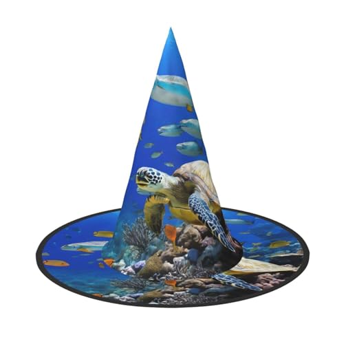 BULQAPZDF Meeresschildkröte mit Fischen Halloween Hexerhut Halloween Hexer Party Kostüm Zubehör BULQAPZDF Meeresschildkröte mit Fischen Halloween Hexerhut Halloween Hexer Party Kostüm Zubehör von BULQAPZDF