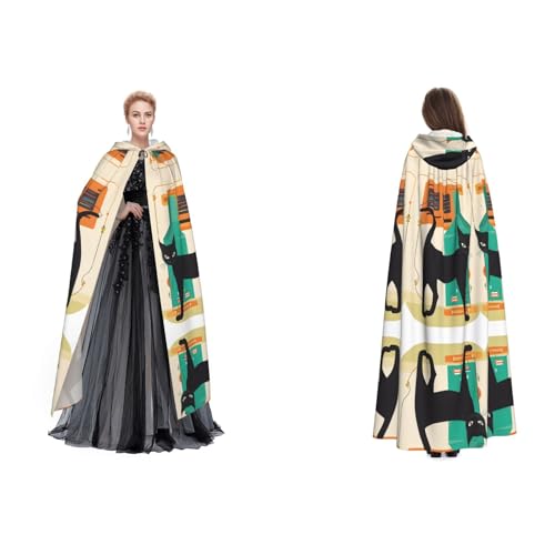 BULQAPZDF Mid-Century Moderne Kunst Katze voller Länge Kapuzenumhang aus Samt für Erwachsene Männer und Frauen – Hexe, Vampir, Teufelskostüm – Cosplay und Verkleidung BULQAPZDF Mid-Century Moderne Kunst Katze voller Länge Kapuzenumhang aus Samt für Erwachsene Männer und Frauen – Hexe, Vampir, Teufelskostüm – Cosplay und Verkleidung von BULQAPZDF