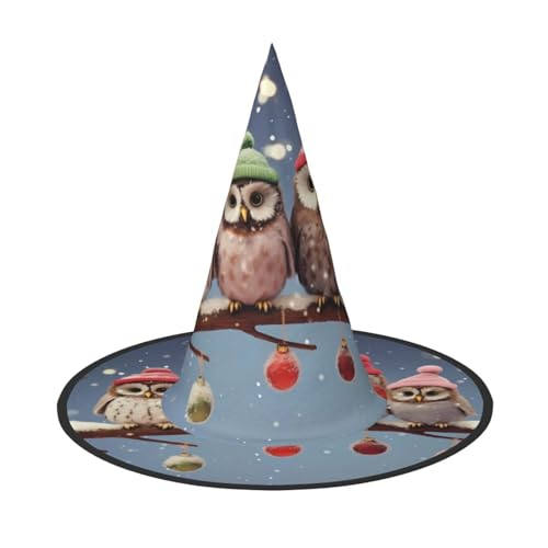 BULQAPZDF Niedliche Weihnachtseulen auf Ast Halloween Hexerhut Halloween Hexer Party Kostüm Zubehör von BULQAPZDF