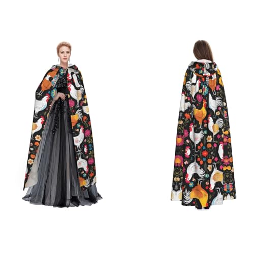 BULQAPZDF Niedlicher Hahn-Hühner-Umhang mit Kapuze, Samt-Umhang für Erwachsene, Männer und Frauen, Hexe, Vampir, Teufelskostüm, Cosplay und Verkleidung von BULQAPZDF