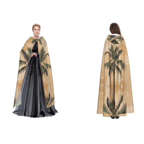 BULQAPZDF Palme Tropischer Samt-Umhang mit Kapuze für Erwachsene Männer und Frauen – Hexe, Vampir, Teufelskostüm – Cosplay und Verkleidung von BULQAPZDF