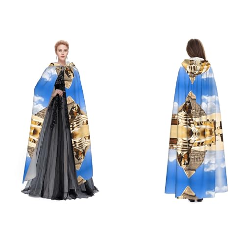 BULQAPZDF Pyramids of Egypt Full Length Hooded Velvet Cloak For Adult Men And Women - Witch Vampir Devil Costume - Cosplay And Fancy Dress von BULQAPZDF