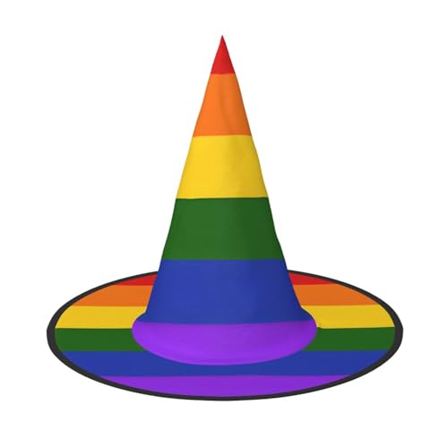 BULQAPZDF Regenbogen-Flagge, Halloween-Hexerhut, Halloween-Hexerparty, Kostümzubehör von BULQAPZDF