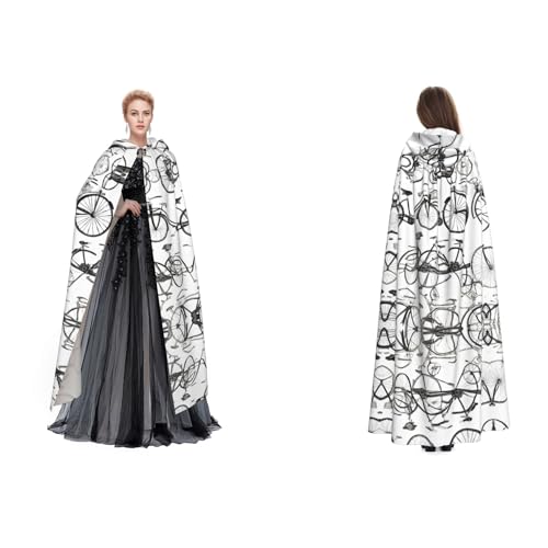 BULQAPZDF Retro-Fahrradumhang mit Kapuze, Samt, für Erwachsene, Herren, Damen, Hexe, Vampir, Teufelskostüm, Cosplay und Verkleidung von BULQAPZDF
