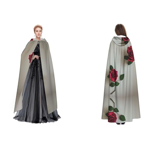 BULQAPZDF Roses Full Length Hooded Velvet Cloak For Adult Men And Women - Hexe Vampir Devil Costume - Cosplay And Fancy Dress BULQAPZDF Roses Full Length Hooded Velvet Cloak For Adult Men And Women - Hexe Vampir Devil Costume - Cosplay And Fancy Dress von BULQAPZDF