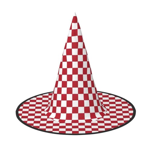 BULQAPZDF Rot karierte weiße Quadrate Halloween Hexerhut Halloween Hexer Party Kostüm Zubehör BULQAPZDF Rot karierte weiße Quadrate Halloween Hexerhut Halloween Hexer Party Kostüm Zubehör von BULQAPZDF