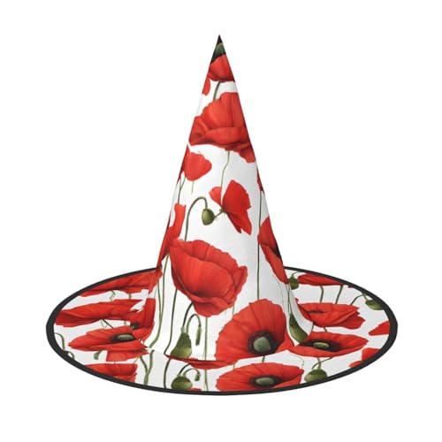 BULQAPZDF Rote Mohnblume Halloween Hexerhut Halloween Hexer Party Kostüm Zubehör BULQAPZDF Rote Mohnblume Halloween Hexerhut Halloween Hexer Party Kostüm Zubehör von BULQAPZDF