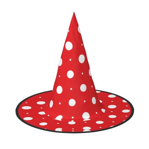 BULQAPZDF Rote und weiße Polka Dots Halloween Hexerhut Halloween Hexer Party Kostüm Zubehör BULQAPZDF Rote und weiße Polka Dots Halloween Hexerhut Halloween Hexer Party Kostüm Zubehör von BULQAPZDF