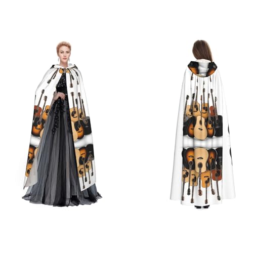 BULQAPZDF Samt-Umhang mit Gitarre, bedruckt, volle Länge, für Erwachsene, Männer und Frauen, Hexe, Vampir, Teufelskostüm, Cosplay und Verkleidung von BULQAPZDF