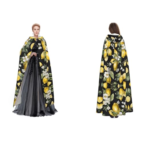 BULQAPZDF Samt-Umhang mit Kapuze und Blume, für Erwachsene, für Damen und Herren, Hexe, Vampir, Teufelskostüm, Cosplay und Verkleidung von BULQAPZDF