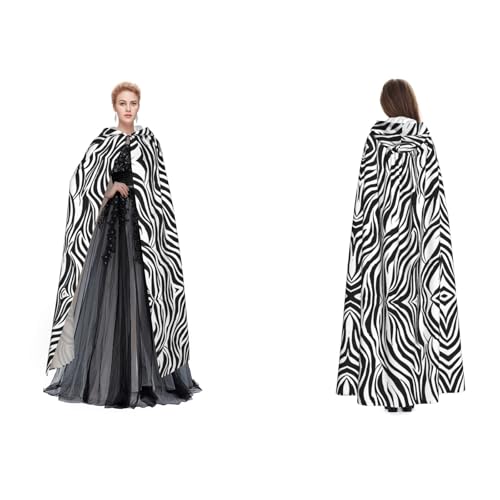 BULQAPZDF Samt-Umhang mit Zebra-Druck, voller Länge, für Erwachsene, Herren und Damen, Hexe, Vampir, Teufelskostüm, Cosplay und Verkleidung BULQAPZDF Samt-Umhang mit Zebra-Druck, voller Länge, für Erwachsene, Herren und Damen, Hexe, Vampir, Teufelskostüm, Cosplay und Verkleidung von BULQAPZDF